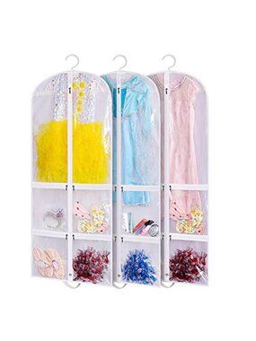 Clear Garment Bags Hanging Clothes Cover Dance Costume Storage Travel 3 Pack